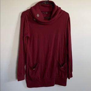 Red cowlneck tunic